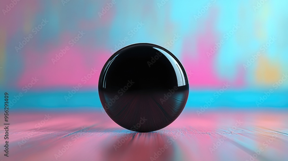Poster glossy black button on an abstract backdrop