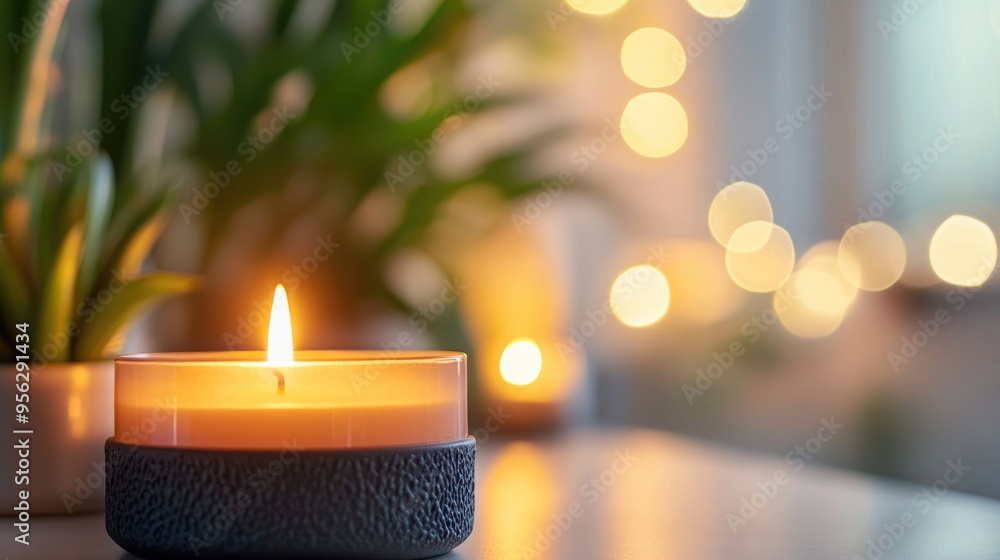 Aufkleber close up of aromatherapy candles with a blurred background
