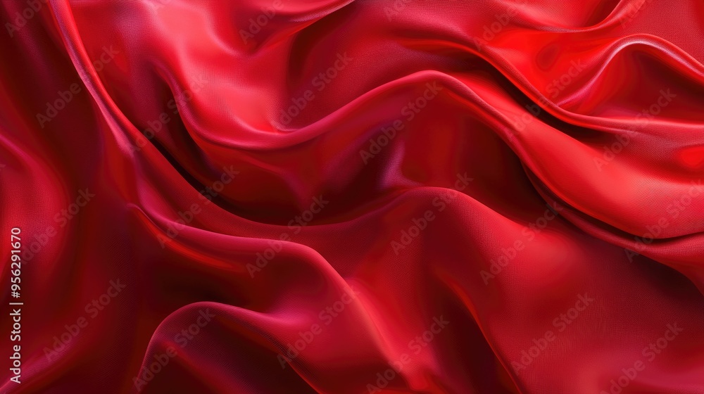 Poster soft waves of red silk create an abstract background rendered in 3d for a visually captivating prese