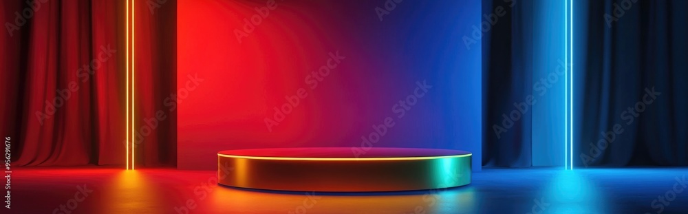 Aufkleber gold podium stage background for luxury product display presentation featuring an empty 3d setting
