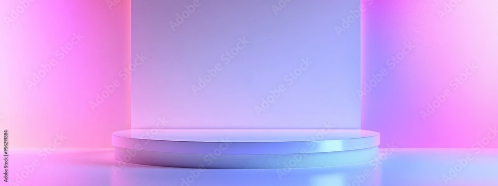 Poster Abstract white background texture design featuring an empty space platform for 3D podium product displays