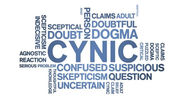 Cynic animated word cloud;text design animation tag kinetic typography seamless loop.