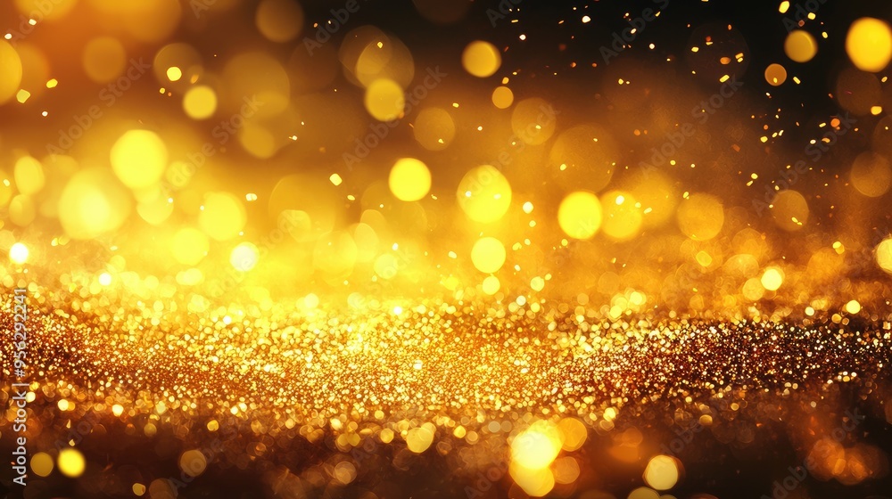 Poster captivating golden texture with sparkling light dots creating a warm, luxurious ambiance for various