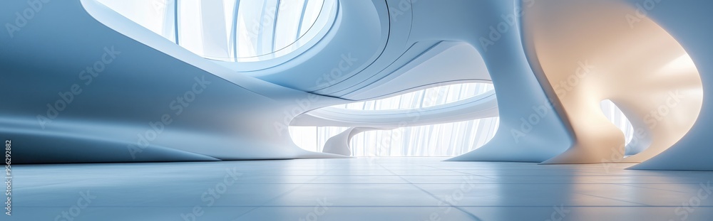Aufkleber Abstract modern architectural background featuring a spacious empty interior 3D