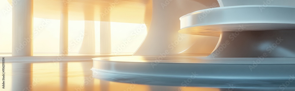 Poster abstract futuristic pedestal design suitable for banners flyers or web use 3d render