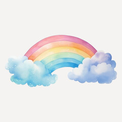 Colorful watercolor rainbow illustration