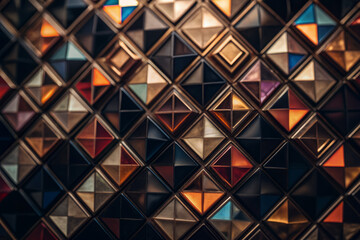 Geometric  Wooden Squares with Textured Surfaces in Earth Tones