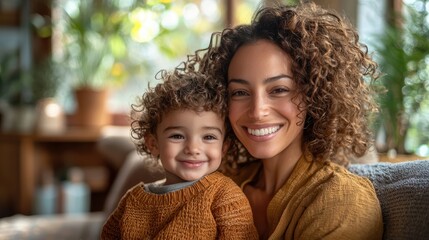 Fototapeta premium Loving Mother Administering Calming Oil Drops to Child in Cozy Home Environment
