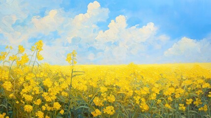 Yellow Rapeseed Flowers Field Landscape