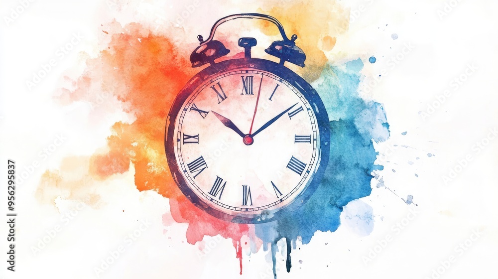 Canvas Prints watercolor alarm clock painting