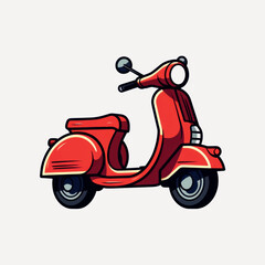 Red vintage scooter illustration