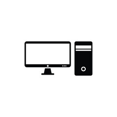 Computer black and white flat vector icon design. Computer glyph design and clip art