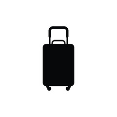 Suitcase black and white flat vector icon design. Luggage bag silhouette and symbol design