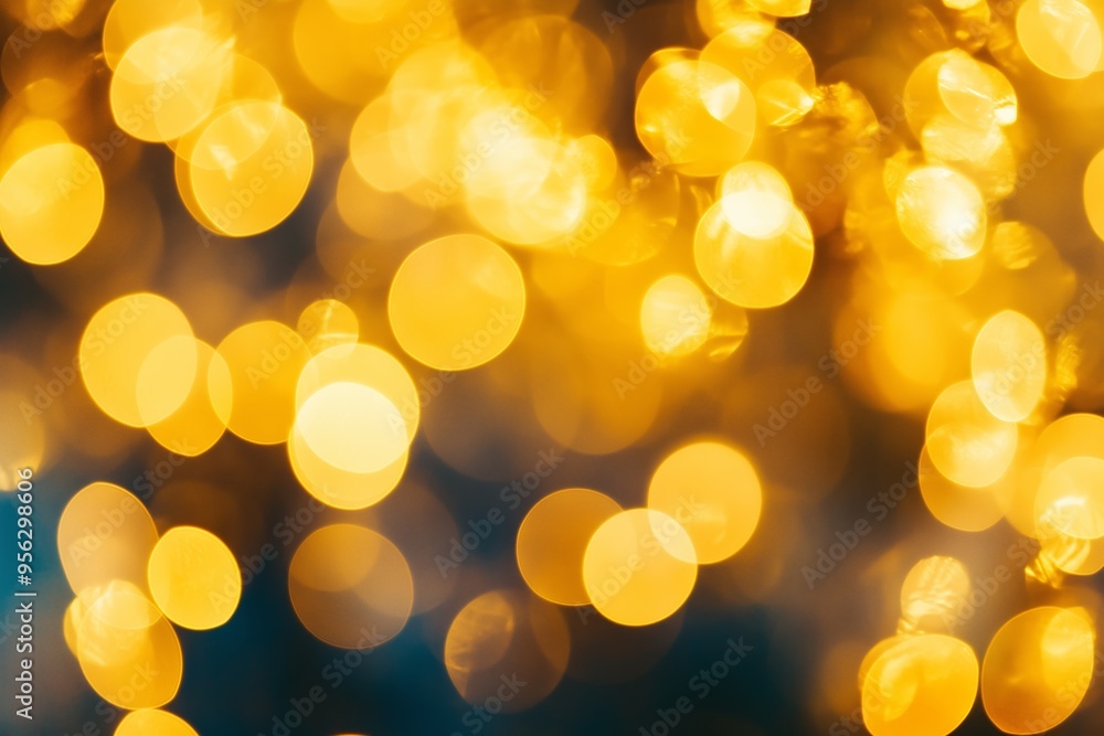 Poster bokeh background of warm golden lights creating a magical atmosphere during a festive evening in a c