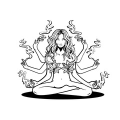 Meditate | 420 Meditation | Smoking Weed | Weed Life | Marijuana Leaf | Kush Life | Weed Addiction | Yoga Cannabis | Original Illustration | Vector and Clipart | Cutfile and Stencil