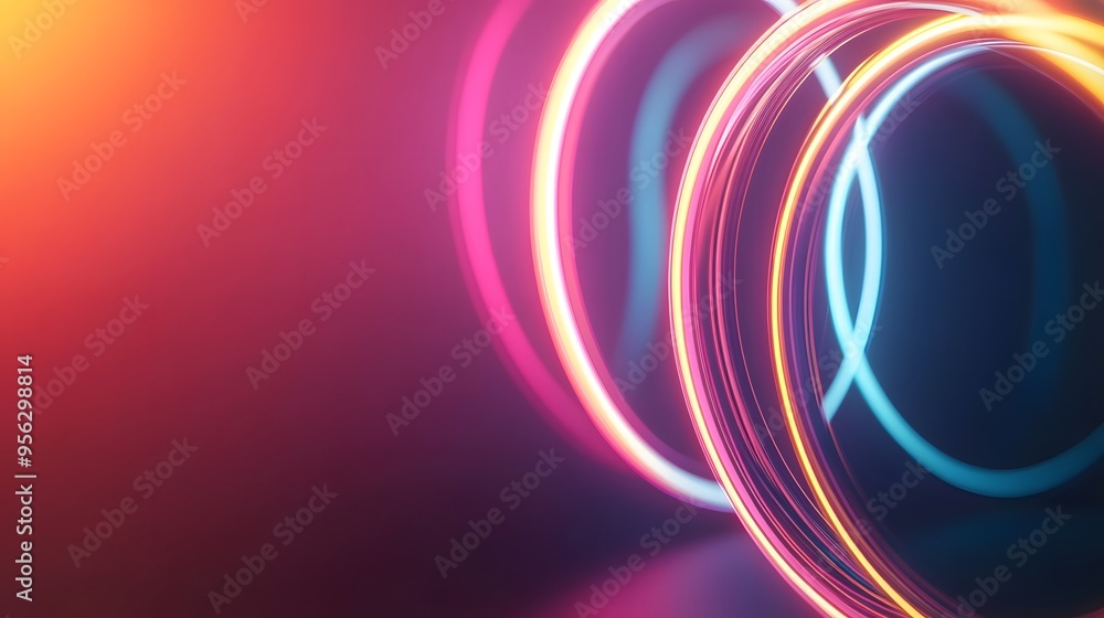 Poster a colorful, abstract image of a highway with neon lights. concept of movement and energy, as if the 