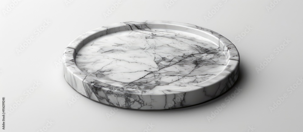 Fototapete isolated marble plate on white backdrop with clipping path for a copy space image