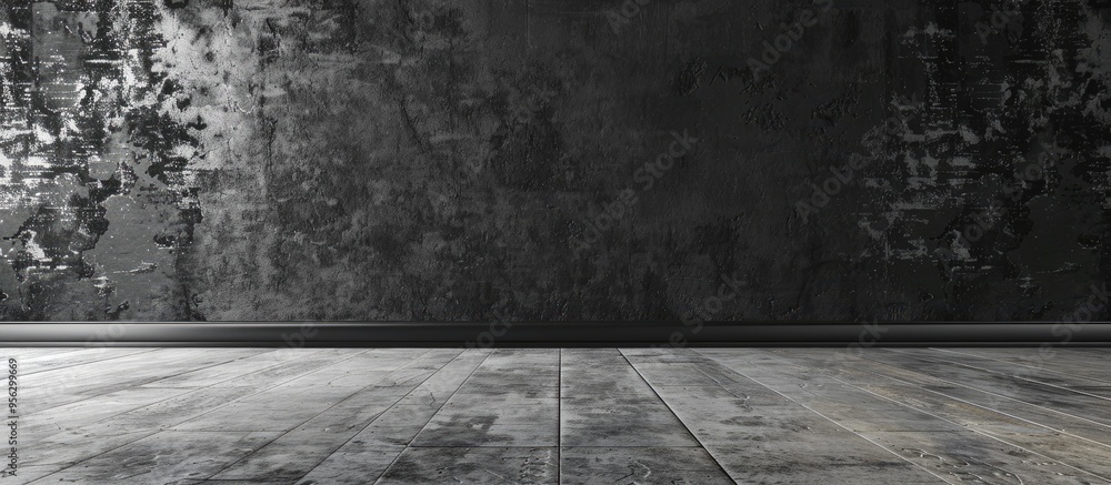 Aufkleber the studio s empty interior with black and gray concrete brick backgrounds features a blank text for
