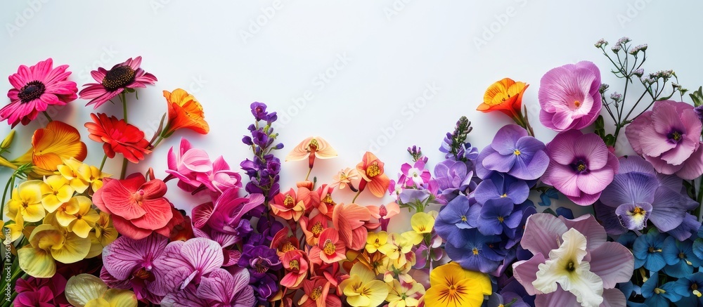 Fototapete The beautifully decorated display features groups of flowers in different colors ideal for creating a stunning copy space image