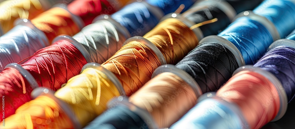 Poster Choose from various solid colors of the Bottom Line thread for your sewing and embroidery projects to enjoy a wide array of options with copy space image