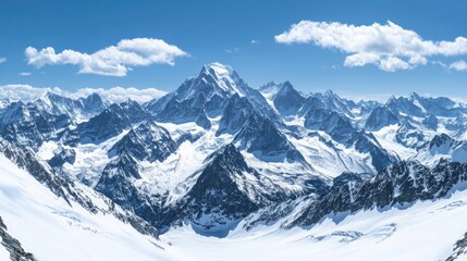 Obraz premium Panoramic view of snow-capped mountain peaks
