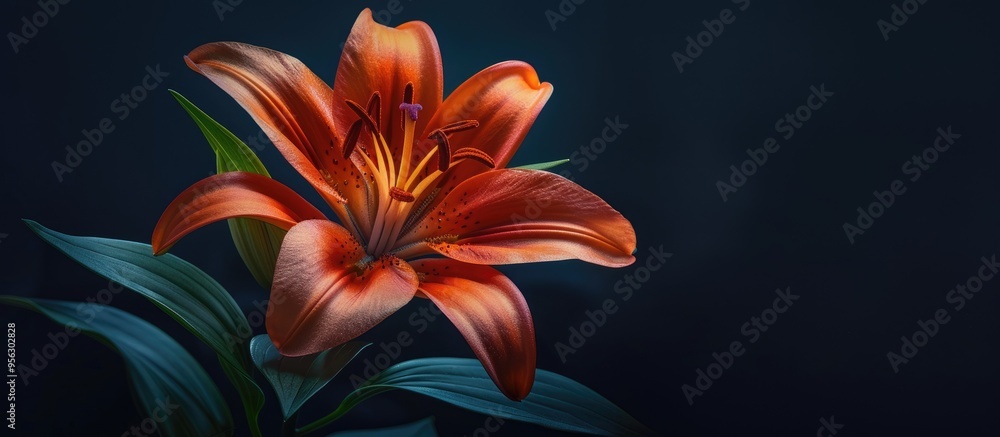 Aufkleber Lilium orange a stunning garden flower with vibrant petals perfect for adding color to any landscape with its captivating beauty and alluring charm copy space image