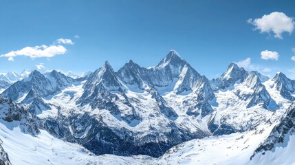 Panoramic view of snow-capped mountain peaks