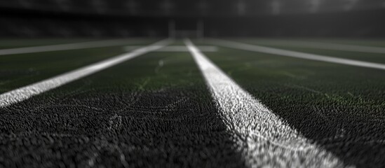 Black and white lines on the sports field create an abstract sports background or texture suitable for a copy space image