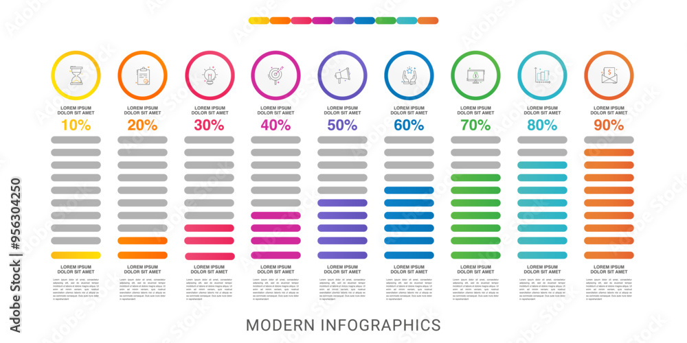 Poster vector infographic design template. modern concept with nine steps. creative timeline with graph ele