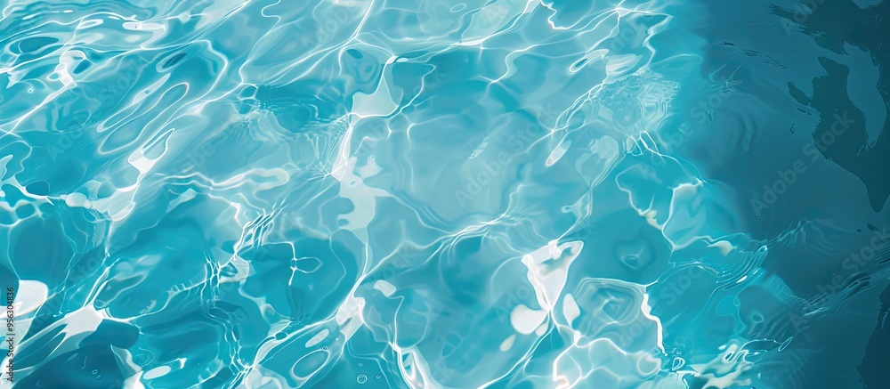 Poster background of pool water in shades of blue and white with copy space image