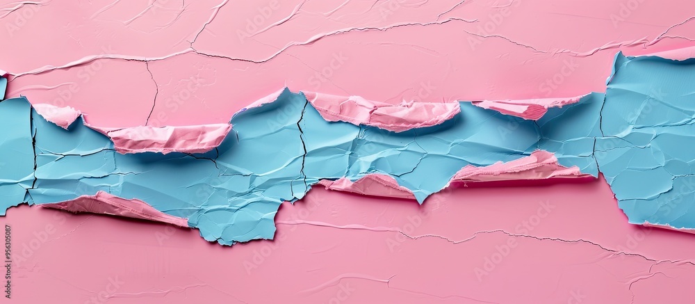 Poster Apply now message on torn blue paper against a pink backdrop with a conceptual apply now symbol providing a designated area for additional content or text in the image