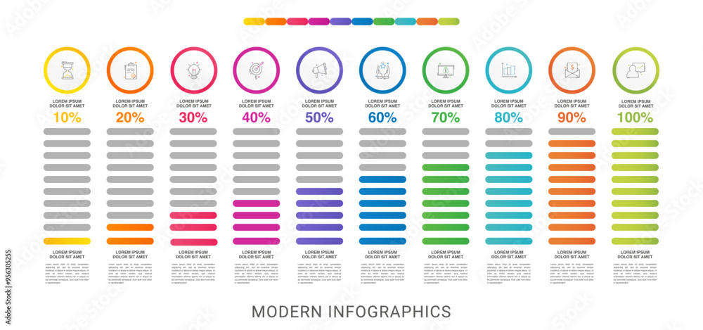 Poster vector infographic design template. modern concept with ten steps. creative timeline with graph elem