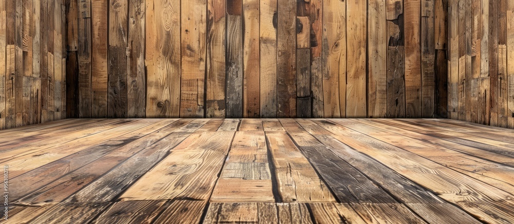 Leinwandbilder Vintage styled wooden planks for walls and floors creating a rustic background ideal for architectural construction or interior design projects with copy space image