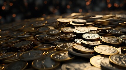 A close-up of metallic coins seamlessly transitioning into digital form on a high-resolution screen, embodying the integration of traditional and digital economies.