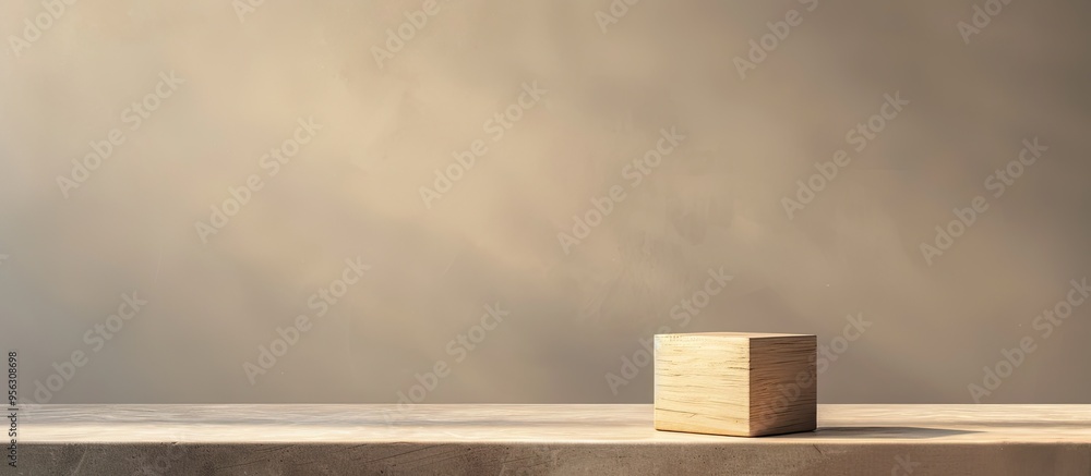 Fototapete conceptual idea text on a wooden block placed on a table with a blank space for an image. creative b