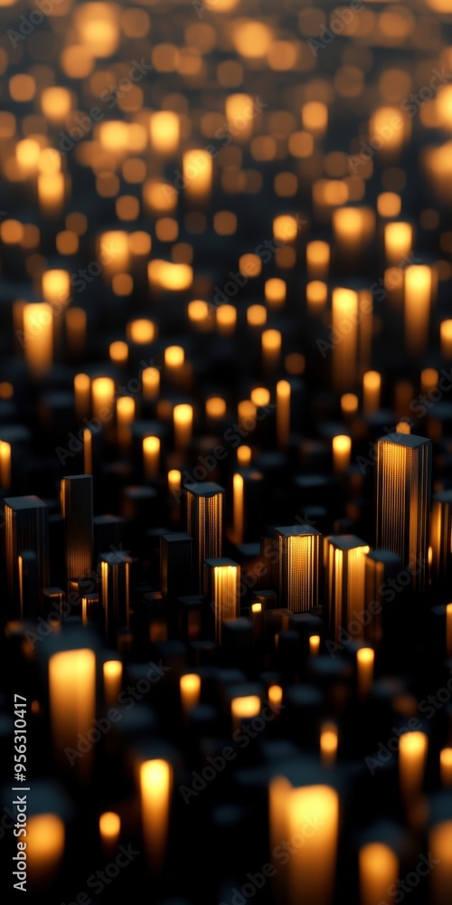 Aufkleber a mesmerizing abstract scene featuring glowing golden lights on a dark background, creating a sense 