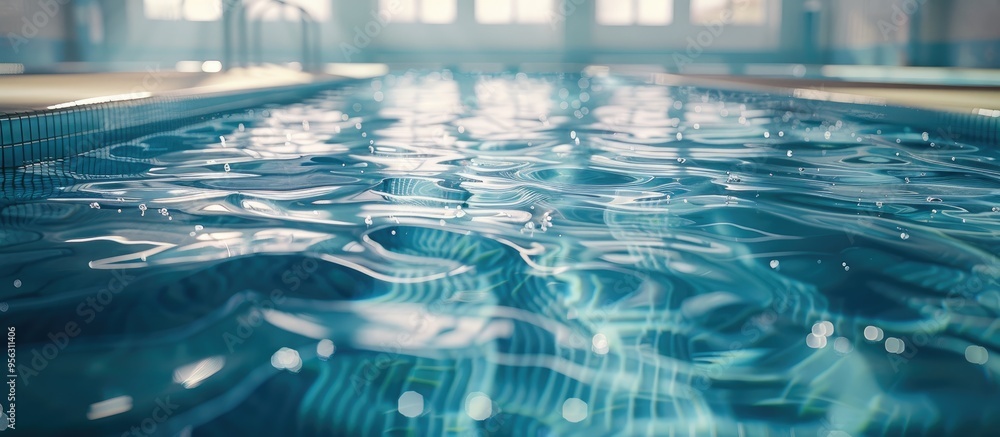 Fototapete swimming pool displaying a tranquil water surface with gentle ripples perfect for a serene copy spac