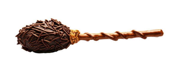 Gourmet chocolate-covered spoon with intricate design, ideal for desserts and hot chocolate, adding elegance and flavor to your culinary creations.