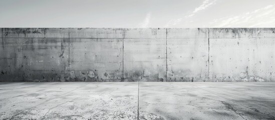 An image exhibiting an empty monochromatic theme portraying the outer perimeter of an aged cement wall with space for text or graphics. Creative banner. Copyspace image