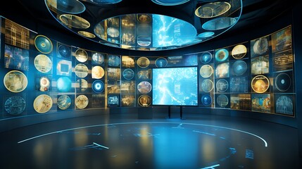 A high-tech perspective of digital coins materializing on a state-of-the-art screen, representing the integration of traditional and digital currency systems.