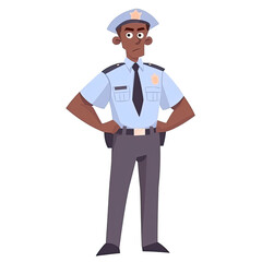 An illustration of an African security guard standing