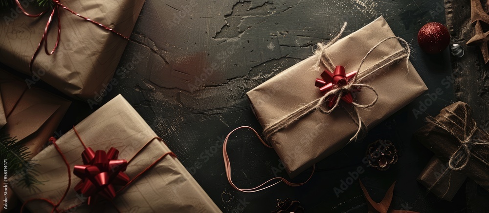 Aufkleber creative composition featuring a gift wrapping concept and ample copy space image integrated seamles