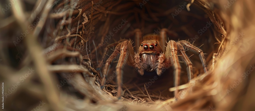 Poster Spider in a nest with copy space image