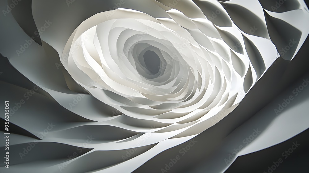 Poster 49. intricate paper cuts forming an abstract, geometric pattern with dynamic depth and shadow play