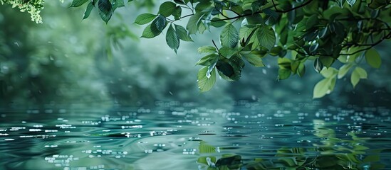 Naklejka premium Leaves in the background provide a serene copy space image