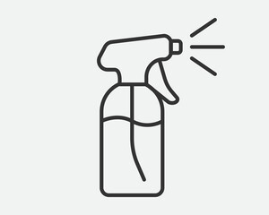 Clean icon of fluid spray in cleaning bottle aerosol. Sign tool for water gas nozzle, disinfection, hygiene spatter.