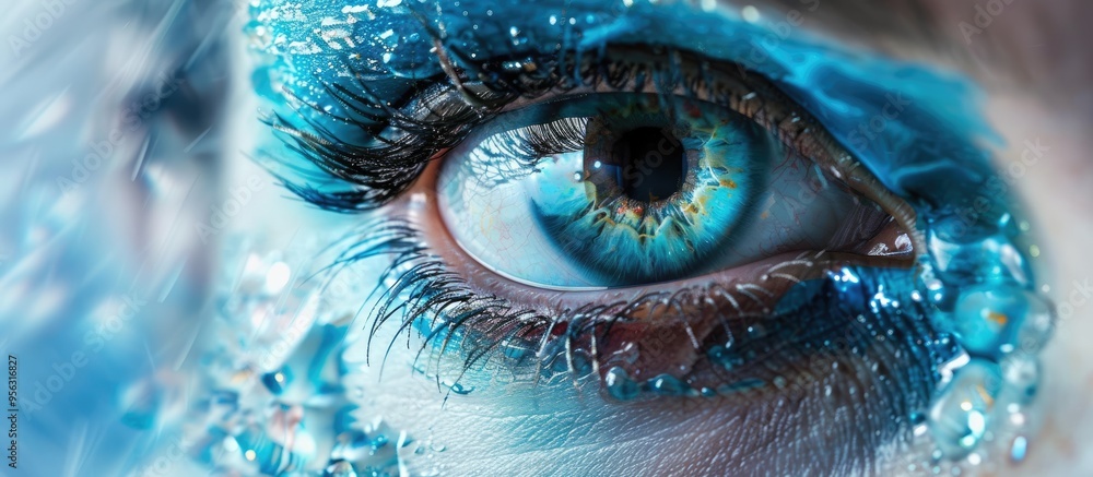 Poster Create an image with a blue paint stroke in the copy space image