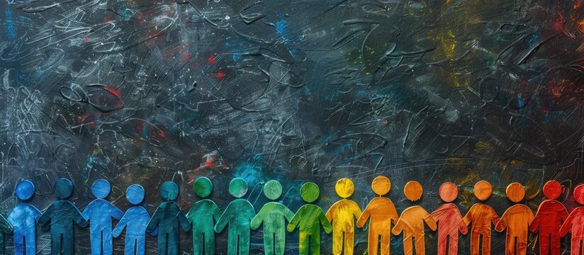 DEI diversity equity and inclusion symbol displayed on a blackboard against a beautiful stone background conveying a business concept with copy space image