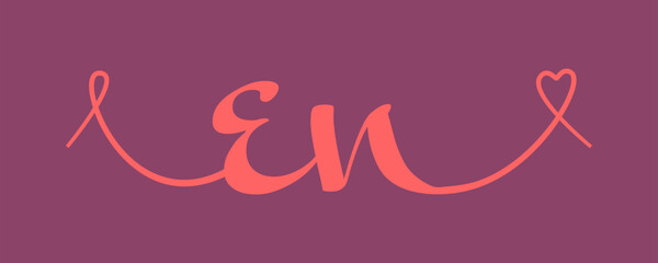 EN initial wedding monogram calligraphy vector illustration. Hand drawn lettering e and n love logo design for valentines day poster, greeting card