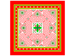Hmong ethnic pattern, spiral lines that are unique to the Hmong ethnic group, used for making clothes, skirts and bags.